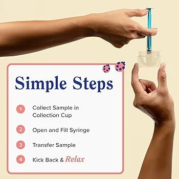 hands demonstrating steps for using a syringe kit, with instructions listed beside them