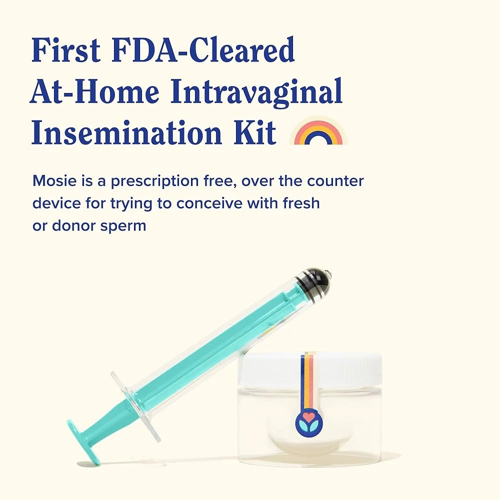 at-home intravaginal insemination kit with syringe and container for fresh or donor sperm conception